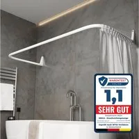 Erica Duschvorhangstange L-form & U-form - 4-in-1 für Badewanne oder Dusche Duschstange Ecke, Stahl mit Pulverbeschichtung - Ohne Deckenhalterung