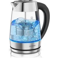 Arendo Wasserkocher Glas & Edelstahl 2in1 Teebereiter mit Teesieb & 5 Temperaturen, 1.7 l, 2200 W, Teekocher für losen Tee, 5 Stufen 40-100°C, LED-Licht & 2h Warmhalten