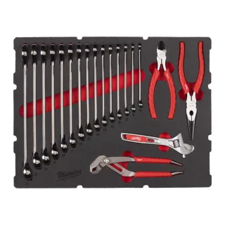 Milwaukee MAX BITE Ringmaulschlüssel & Zangen Einlage 19-teilig für PACKOUT Koffer mit Schubladen - 4932480715