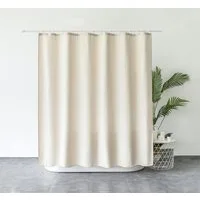 M&W DAS DESIGN Duschvorhang Shower curtains Anti schimmel Waschbar Mit gewicht Schwer Leinen beige Breite 200 cm