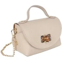 MIRROSI Henkeltasche Damen kleine Tasche aus Echtleder Schultertasche 16,50x10x8,50 cm, Mit goldfarbener Kette, ca. 125 cm lang