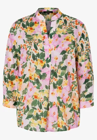 MORE & MORE - Blumenbluse orange - Gr. - 46