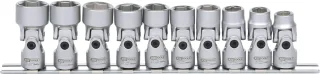 KS Tools 3/8" Sechskant-Stecknuss-Satz mit Gelenk, 10-tlg10-19mm - 917.3940