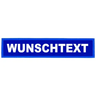 Rückenschild 38 x 8 cm mit Wunschtext | blau | glänzend | ein- oder zweizeilig | Klett 1-zeilig