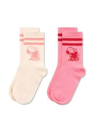 2 Paar Peanuts Socken aus Baumwoll-Jacquard mit Snoopy-Motiven - Gr. - one size