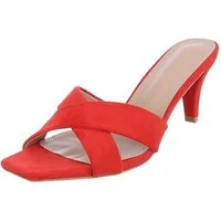 Ital-Design Damen Mules Pumps mit Stilettoabsatz und Riemen Pantolette (91895827) Pfennig-/Stilettoabsatz Sandalen & Sandaletten in Rot