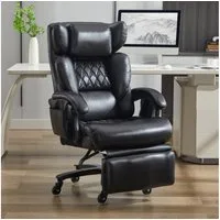 BBWL Drehstuhl XXL Chefsessel mit Massage Heizfunktion PU Leder Fußstütze, Ergonomischer Bürostuhl 360° drehbar verstellbar bis 150 kg