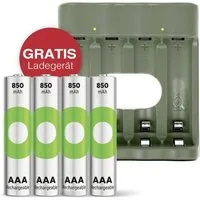 Gp "Aktion Gratis Ladegerät" 4 x RECYKO AAA Akku 850 mAh inkl Akku