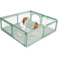 Comomy Laufgitter (Laufstall Baby Spielzaun 200x160cm), mit Ozeanbälle, Basketballkorb, Tragetasche