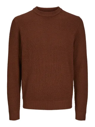 JACK&JONES - JOREATON KNIT CREW NECK BF brandy brown - Gr. - XXL