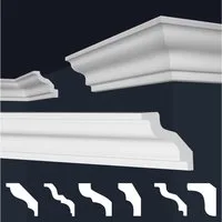 marbet design Stuckleiste, 2 Meter / 1 Leiste, XPS Styropor weiß - Deckenleisten Deckenstuck Leisten E-Leisten - (2 Meter / 1 Leiste E-8)