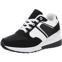 Ital-Design Damen Low-Top Freizeit Sneaker (88671643) Keilabsatz/Wedge Sneakers Low in Schwarz