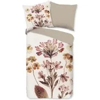 PURE luxury collection Wendebettwäsche Okuyasu, Microfaser, 3 teilig, Mikrofaser, Pflegeleicht, Reißverschluss, Wendeoptik, Blume, Sand