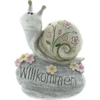 Dekoleidenschaft Dekofigur Schnecke "Willkommen" niedliche Gartendeko, Outdoor Balkon Deko, Gartendekoration wetterfest