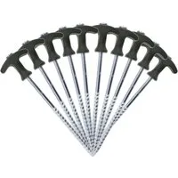 MIKADO Total Fishing Zelthering 10x Zeltheringe 21 und 30cm inkl. Tasche Stahl Schraubheringe Erdnägel, (Inklusive Tasche), Tarnfarbe Dunkelgrün und mit Schlagschutz