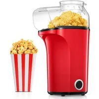 FOHERE Popcornmaschine Professioneller Heißluft-Popcornmaschine mit 4L Kapazität, 99% Pop-Rate, Antihaft-Beschichtung, Einfache Reinigung