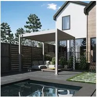 Weide Pergola Classic Pavillon Terrassenüberdachung Aluminium 3 x 3 M Ivory Sand, BxTxH: 300x300x255 cm, (Hochwertigstes Aluminium & verzinkte Stahl-Lamellen, Komplettset)