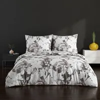 Buymax Bettwäsche Clisse, Renforce: 100% Baumwolle, 2 teilig, 155x220 cm, mit Reißverschluss, Blumen, Grau, Weiß