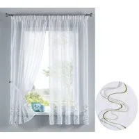 Gardinenbox Gardine (2 St), Stangendurchzug, transparent, WELLE Stickerei Gardinen Set 2 Tlg. Raffhalter Tunneldurchzug Gardinen