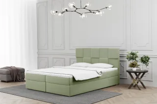 Boxspringbett Schlafzimmerbett JOLIE 180x200cm in Stoff Matt Velvet Pistazie