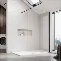 SONNI Walk-in-Dusche 80cm--140 x 200cm Duschabtrennung, schwarz,Walk in Duschwand Dusche, 10mm Einscheibensicherheitsglas mit Nano Beschichtung, Höhe 200cm, mit Stabilisator, schwarz