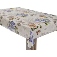 laro Tischdecke Wachstuchtischdecke Floral Schmetterlinge Beige PVC Eckig