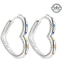Taffstyle Paar Creolen Herz Creolen 925 Sterling Silber Ohrringe kleine bunte Kristalle (Romantische Herzcreolen mit bunten Kristallen perfekt als Geschenkidee für Damen)