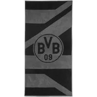 BVB Handtuch BVB Duschtuch grau/schwarz 70x140 cm, Baumwolle (Packung, 1-St)