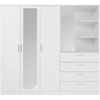FORTE Kleiderschrank Drehtürenschrank, Spiegel, Schubladen, viel Stauraum B/H/T 199/181/52,7, Spiegeltüre, Stauraum, FSC