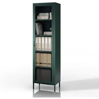 Jan Nowak Vitrine LUIGI Vitrine Schmal Glas Metall 50x180x35cm 4 Regale Sparkling (Stahl 0,6mm, 4 Regale 30kg, Hartglas, Wandmontage möglich) Brilliance Beine regulierbar Wohnzimmer Salon
