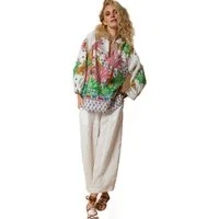 Emily Van Den Bergh Blusenshirt bunt,Casual,Baumwolle,Allover-Print,V-Ausschnitt,7/8 Arm,Casual Fit
