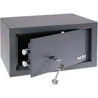 HMF Möbeltresor Safe Tresor mit Schlüssel, Möbeltresor, mit Doppelbartschloss, 31 x 17 x 25 cm, anthrazit