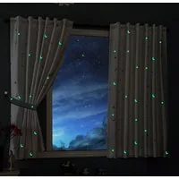 Gardinenbox Vorhang (2 St), Multifunktionsband, blickdicht, Schal blickdicht Motiv Sterne Monde fluoreszierend leuchtend Universal