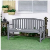 Outsunny Gartenbank mit Rückenlehnen (Parkbank, 1-St., Sitzbank), für Balkon Terrasse, Garten, 143 x 51 x 85 cm, Grau