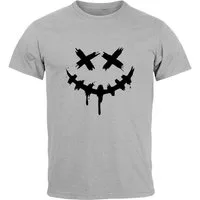 Neverless Print-Shirt Herren T-Shirt Bedruckt Techwear Fashion Streetstyle Smiling Face mit Print