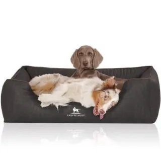 Knuffelwuff Orthopädisches Hundebett Tampa aus laser-gestepptem Kunstleder schwarz XXL