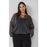 s.Oliver Langarmbluse Bluse Transparente Bluse mit Glitzergarn und Schmucksteinen