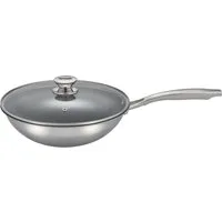 Hanseatic Wok hanseatic, Edelstahl, aus Dreischicht-Material mit Antihaft-Versiegelung, ø 28 cm, Induktion