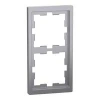 Rahmen 2-fach D-Life, Thermoplast lackiert, glänzend, Schutzart IP20, Maße 90x163x12 mm edelstahl, Retail