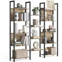VASAGLE Bücherregal, mit 14 Ablagen, Regal mit Metallrahmen, für Wohnzimmer, Büro