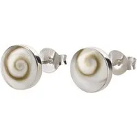 schmuck23 Paar Ohrstecker Ohrringe Muschel Shiva Eye 925 Silber Damen Mädchen, Kinderschmuck Mädchen Geschenk echte Silberohrringe