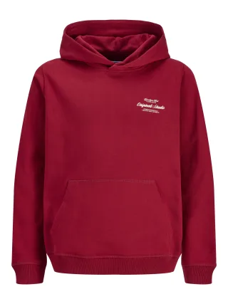 JACK&JONES - JORNORREBRO TYPO BACK SWEAT HOOD SN JNR Rio Red - Gr. - 176