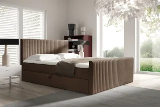 Boxspringbett Schlafzimmerbett ADRIEN 120x200cm in Stoff Fresh Braun