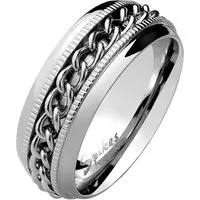 Taffstyle Fingerring Biker Herrenring mit drehbarer Kette im Spinner Design Edelstahl (Maskuliner Bandring mit beweglicher Kette und stilvollem Biker Look)