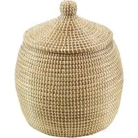 Kobolo Aufbewahrungskorb Schlangenkorb aus Seegras/Kunststoff natur D 32 cm (mit Deckel)