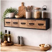 HTI-Living Wandboard Wandregal Industrial mit 5 Schubladen Vintage Wandboard mit Ablage