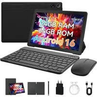 BUFO 10,1'', 64GB, mit Tastatur Stift Maus Hülle, Android 15/16, WiFi 6 Tablet (10", 64 GB, Android 16, WiFI 6, HD IPS, 24(3+21)GB RAM, mit Tastatur/Stift/Maus/Hülle/Kopfhörer)