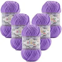 Alize 5 x ALIZE Velluto Häkelwolle, 68 m, Chenillegarn,Kuschelweich für Babydecken, Amigurumi,Samtwolle