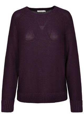 CLARINA - NOS Rdh.-Pullover, 1/1 Arm,uni aubergine - Gr. - 48