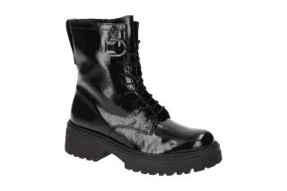 Gabor 71.761 Schwarz Altsilber Damen Stiefeletten Best Fitting Knautschlack